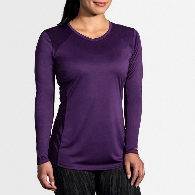 Brooks Stealth Israel - Women's Long Sleeve Running Shirt - Purple (73864-CZJU)